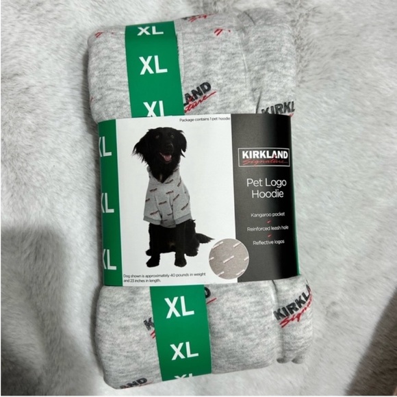 Kirkland Signature Logo Pet Hoodie for Dog Cat GRAY XL